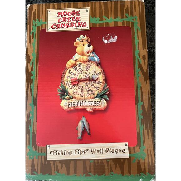 Enesco Moose Creek Crossing “Fishing Fibs” 2001 Wall Plaque #101177 - Picture 6 of 6